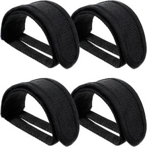 WJIAAA 페달 스트랩 블랙 빔 4개 조절식 풋레스트 스트립 고정 기어 자전거 및 클리츠용 구성 요소