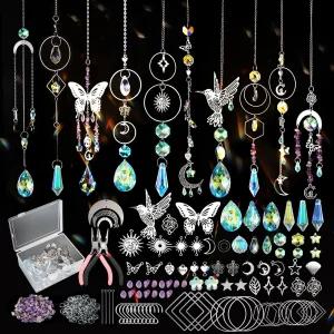 600 PCS DIY 선캐처 키트 크리스탈 윈도우용 행잉 프리즘과 실내 창문 정원 크리스마스 트리 장식 웨딩