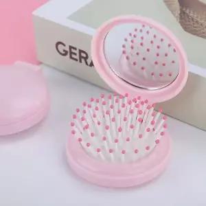 미니 휴대용 여행용 거울포함 머리빗 세트