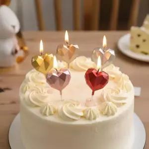 생일 파티 하트 초 기념일 미니 꽈배기 막대 상들리에 케이크 촛대