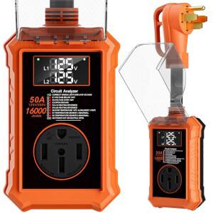 방수 커버 안전 인증 LED 디스플레이가 장착된 Rv 서지 프로텍터 50Amp, 16000줄 회로 분석기, 캠핑카 자동 차단 기능이 있는 전압 프로텍터, 여행용 트레일러