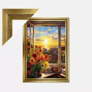 명화 500피스퍼즐 고흐 석양에 물든 창문+그레이스골드