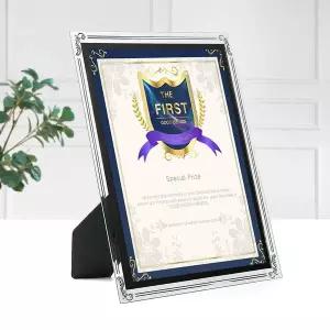 [RIZPICK]크리스탈 유리 상장액자 A4 실버 스탠딩 허가증액자