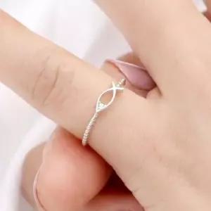 손가락반지 92.5 실버 라인 물고기 링 애끼 은 반지