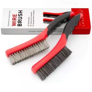 라박슨 와이어 브러시 세트 헤비 듀티 스테인리스 및 탄소강 브리스틀 녹 방지 플라스틱 손잡이 그립