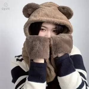 일체형 후드 머플러 브라운 일체형후드