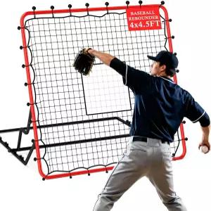 4x4.5FT 야구 리바운더 네트 4개의 조절 가능한 각도와 30개의 번지 코드 축구 소프트볼 배구 연습을 위한