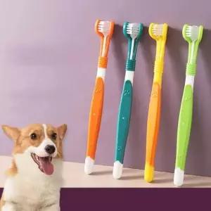 [반려] 고양이 반려동물 구강청결 칫솔 3개입 3면 강아지