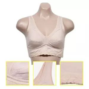 가슴밑 메쉬 흡한속건 런닝형 노몰드 브라 - 베이지 브라탑 운동브라탑 여성속옷 여자속옷