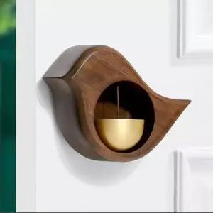 [RIZPICK]식당 카페 현관문 유리문 대문 인테리어 우드도어벨 황동종도어벨