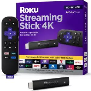 음성 리모컨 및 장거리 Wi-Fi가 포함된 TV용 Roku 스트리밍 스틱 4K - HDR Dolby Vision 장치 무료 라이브