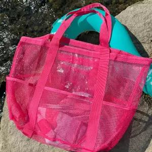 메쉬 비치백 망사 물놀이 숄더 가방 대형 로즈핑크그물 쉬백 해변 수영장 네트 장바구니