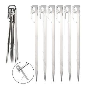 경량 무게추 휴대용 텐트 말뚝 스테인레스 스틸 금속 못 캠핑 배낭 여행 정원 해먹 캐노피 6개