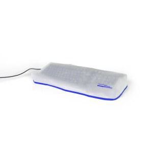 컴퓨터 먼지 해결책 키보드 커버, 표준 크기의 PC 키보드, 실크처럼 매끄러운 정전기 방지 비닐, 파란색 트림이 있는 반투명 코코넛 크림 색상, 더 크고 (18W x 2H 7D) 커버