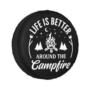 캠핑카 RV 트레일러 휠 프로텍터를 위한 스페어 타이어 커버 주변의 삶이 더 나아졌습니다. SUV 트럭 여행 트레일러를 방풍 유니버설(14인치)