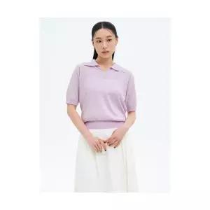 브랜드정품 에잇세컨즈 8SECONDS 오픈 칼라넥 반소매 풀오버 라벤더 366397