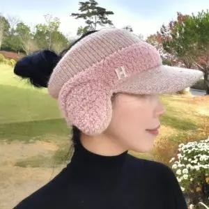 여성 방한 귀달이모자 귀마개모자 니트 털모자 골프웨어 골프모자 썬캡