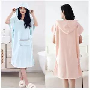 D24 여성용 클라우드 후드 비치타올 샤워가운