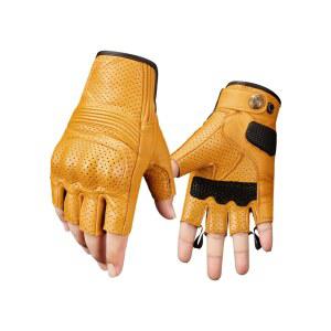 바이크 가죽반장갑 핑거리스 옐로우 XS 미끄럼방지 보호