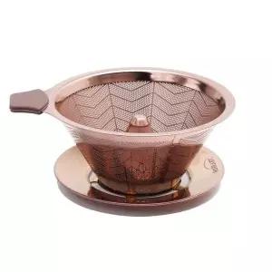 [골드스마일]홈아트 더블월 핸드드립 스텐 커피 드리퍼 로즈골드