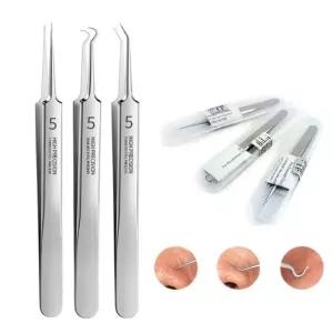 피지 여드름 NO5 일자 커브 꺽임 3PCS 핀셋세트