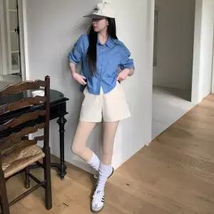 여성 코튼 여름 일상용 시원한 면 스판 반바지