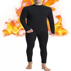 런히트 남성 보온 속옷 세트 플리스 안감 롱 존스 셔츠 및 바지 기본 레이어 추운 날씨