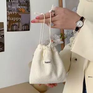 코듀로이 휴대용 여행 미니 파우치 로고포인트 캐주얼 화장품파우치