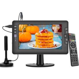 디지털 ATSC 튜너 USB 포트 입력 내장 충전식 배터리 캠핑용 미니 TV 카라반 주방용 Jexiop 9인치 IPS 화면 휴대용