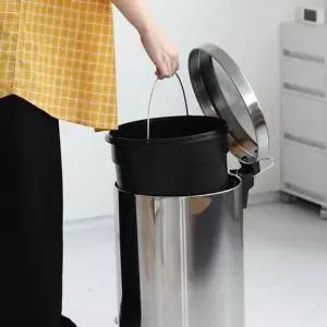 스텐쓰레기통 무소음 클로징 냄새차단 스텐 풋페달휴지통 20L종량제