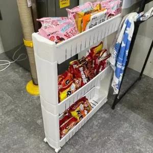 [JED] JPAR 화이트 이동식 3단 틈새수납장