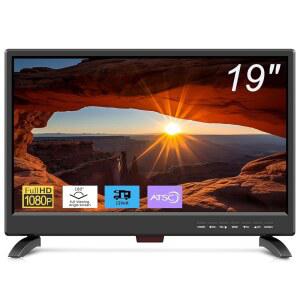 페이허 19인치 평면 스크린 TV 내장 디지털 ATSC 튜너 1080p LED 주방 침실 RV 카라반 캠핑 야외용 HD VGA USB 포트