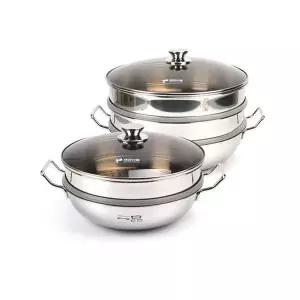 [골드스마일]전골 찜요리용 인덕션겸용 통3중 스텐 찜냄비