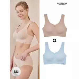 크로커다일 이너웨어쿨 인견 V넥 감탄브라 11 베이지라이트블루 446084