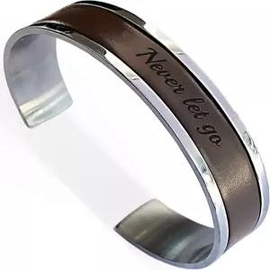 베제누인 남성 팔찌 맞춤 스테인리스 스틸 및 가죽 커프 - 남편 아빠 남자친구 아버지의 날을 위한 각인된