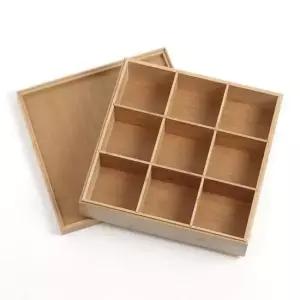 [생활] 9칸 커피티백박스 공간박스 덮개형 수납보관함 대나무