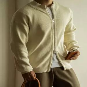 남자 니트 면 캐주얼 가을 집업 기모 차이나 투웨이 카디건 구제 스웨터 DUCHI3