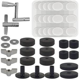 소스톤 23피스 드럼 심벌 펠트 패드 교체 키트 및 30팩 댐퍼 - 펠트, 슬리브, 윙 너트, 와셔, 키, 스탠드용 댐퍼, 사운드 컨트롤 포함