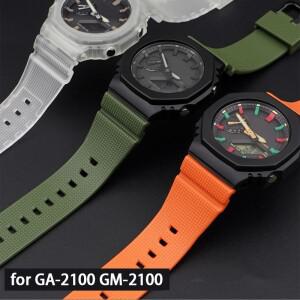 카시오 G-SHOCK GA-2100 퀵 릴리스 스포츠 방수 남성용 수지 교체 손목 밴드 16mm 용 고무 시계 스트랩