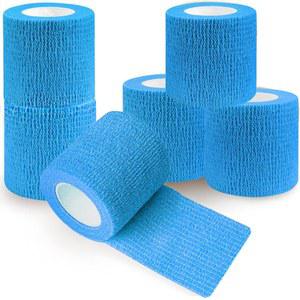 QUMY 자가 접착 붕대 랩 6팩 반려동물용 2인치 x 5야드 응집 부직포 수 테이프 반려견 신발 말 고양이용 처치 거즈 발목용 탄력 스포츠용