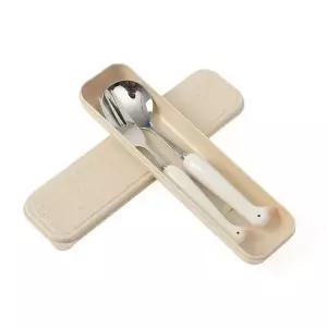 심쿵오리 휴대용 숟가락 포크 세트 도시락 수저 핑크