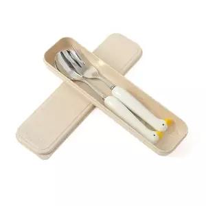 심쿵오리 휴대용 숟가락 포크 세트 도시락 수저 옐로