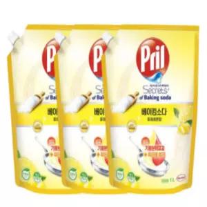 프릴 베이킹소다 퓨어레몬 1L x 3개 친환경 고농축 1종 주방세제