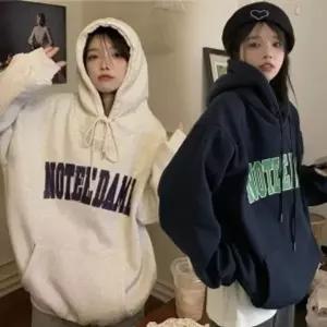 여성티셔츠 N 여성 캐주얼 오버핏 기모 후드 티셔츠