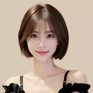 여성용 자연스러운 항암가발 28cm 숏컷 짧은머리 스트레이트 가발 단발머리 통가발 짧은