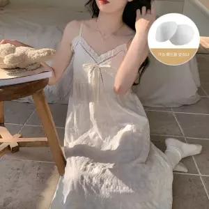 면 하계 커플잠옷세트 슬립 나시 롱스커트 잠옷 패드 ible2