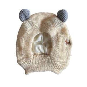 레콩펫 개 모자 겨울 따뜻한 귀 개를 위한 조용한 추운 날씨를 머프 중형 대형견 소음 보호용 애완동물 니트 귀여운 동물 베이지