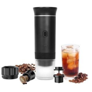 [미국배송] 링피크 3-IN-1 휴대용 커피 메이커 셀프 히팅 에스프레소 머신 USB 충전식 여행용 사무실 여행 캠핑용 컴팩트 - 블랙