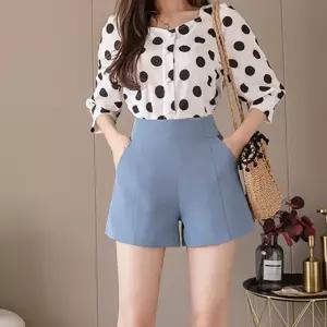 페미닌 여성 여름 3부 반바지 캐주얼정장 하이웨스트