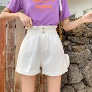 하이웨스트 데님팬츠 반바지 숏팬츠 롤업 허리밴딩